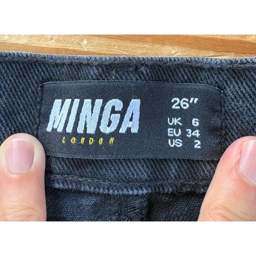 Minga Women’s Heart pattern Wide Leg Jeans Size 2 Black T6 - Picture 3 of 8